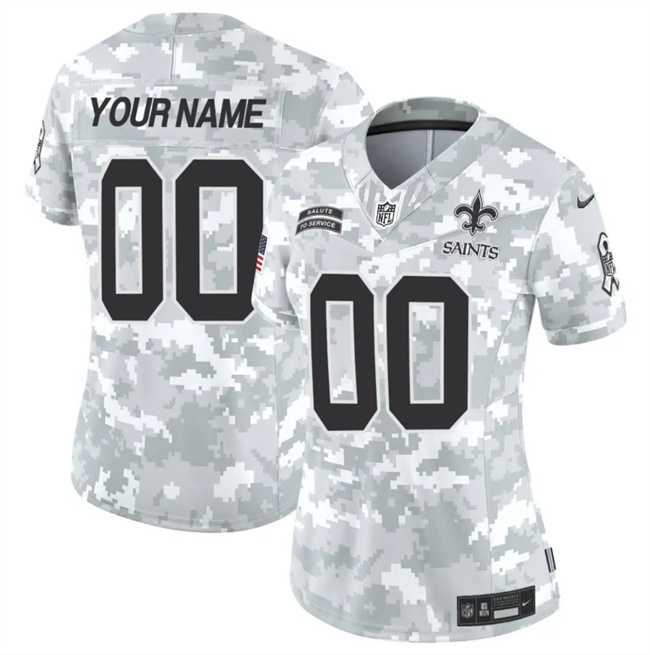 Womens New Orleans Saints Active Player Custom 2024 F.U.S.E Arctic Camo Salute To Service Limited Stitched Football Jersey(Run Small)